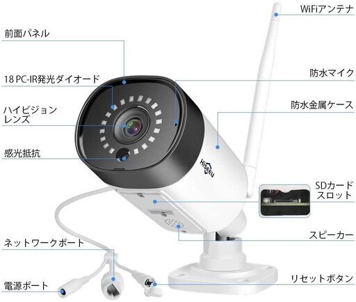 WiFi防犯カメラ　200万画素　（新品、2台セット）