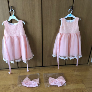 ドレス　双子女児向け2着セット　サイズ100 ピンク　バラは応相談