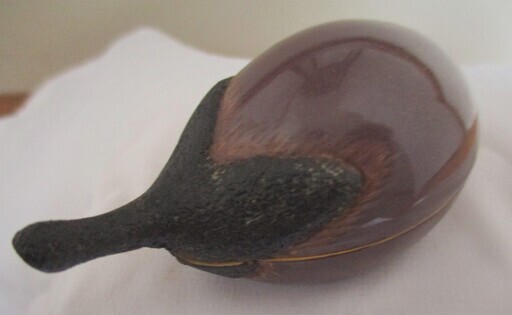 【未使用品茶道具香合】輪島塗　乾漆造茄子香合中金粉散らし　桐箱付