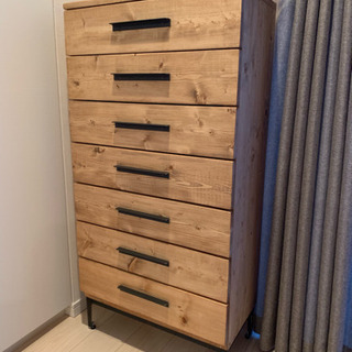 オリジナル北欧 無垢チェスト,アイアン、7drawer