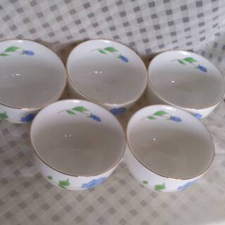 吾山窯　湯　湯呑み　湯のみ　5客　茶器　青い花