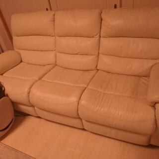 3人用電動本革テーブル付きリクライニングソファ ( 革)

