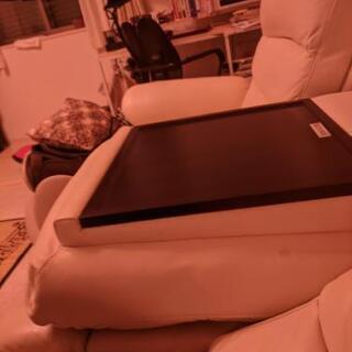 3人用電動本革テーブル付きリクライニングソファ ( 革)

