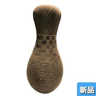 【ネット決済】プリミティブな彫刻入りの花瓶　ひょうたん型