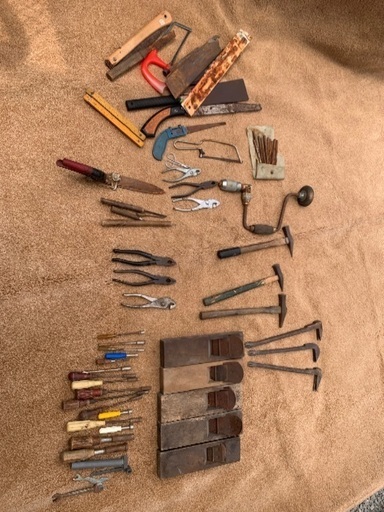 福袋！おまとめDIY 中古 工具　鉋　釘抜き、金槌、ペンチ、ものさし