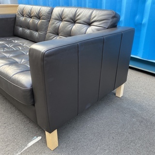 ソファ IKEA イケア ソファ 本革 2人掛け 2P ダークブラウン 中古品