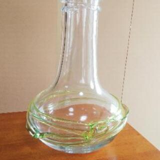 花瓶 フラスコ型 クリア グリーン ガラス