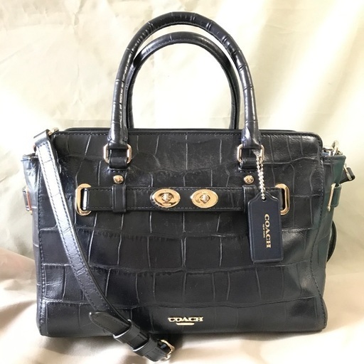 COACH コーチ ネイビー レザー 2wayショルダーバッグ F55876 クロスボディ 斜めがけショルダーバッグ Wターンロック