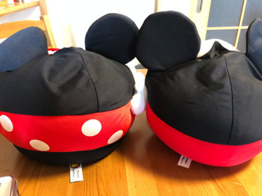 美品✨ミッキー＆ミニービーズクッションぬいぐるみ✨公式