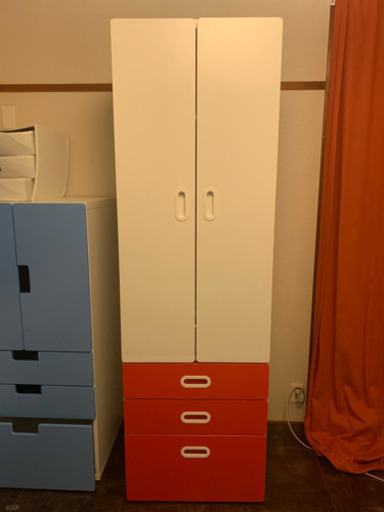 IKEA STUVA 木製収納ラック ホワイトとピンク 2段引き出し付き IKEA STUVA 木製収納ラック ホワイトとピンク 2段引き出し付き 木製