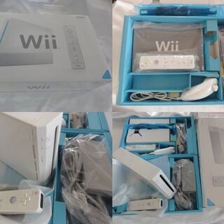 任天堂 Wii 本体白 リモコン×2ヌンチャク×2ハンドル×1ソ...
