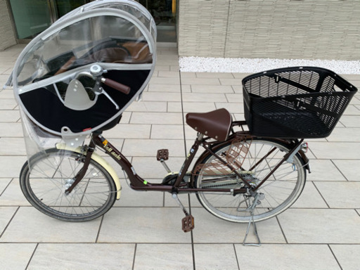 【約80％オフ】【美品】アサヒサイクル 前子供乗せ自転車 Bell mele 3人乗り対応 / リトルキディーズレインカバーセット