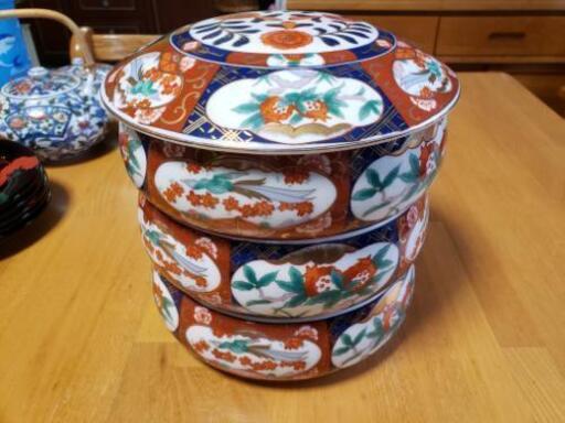 庫山窯 前畑陶器 食器 豪華 三段 お重 間取古伊万里