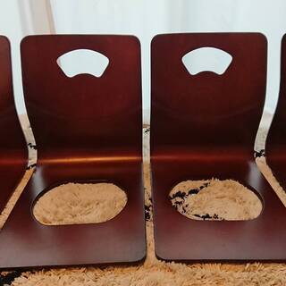 木製座椅子4点セット　(曲り木、ダークブラウン) - 家具