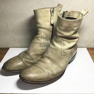 エディ期16万程希少☆dior hommeディオールオム サイドジップバイカー ヒールブーツ カーキ系ブラウン 42ハーフ エディ期16万程希少☆dior hommeディオールオム サイドジップバイカー