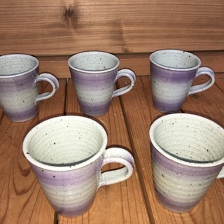 新品未使用　高級な陶器　マグカップ　藤色　パープル　紫色