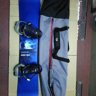 【中古】3点セット SALOMON サロモン スノーボード 450-152青色 ブルー ビンディング・ケース付