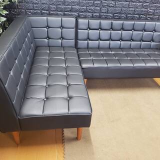 【2528】ソファーダイニングセット・２P、左肘２Ｐの２点セット販売・ブラック