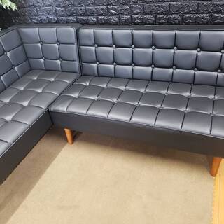 【2528】ソファーダイニングセット・２P、左肘２Ｐの２点セット販売・ブラック