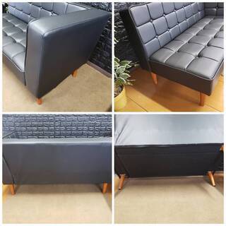 【2528】ソファーダイニングセット・２P、左肘２Ｐの２点セット販売・ブラック