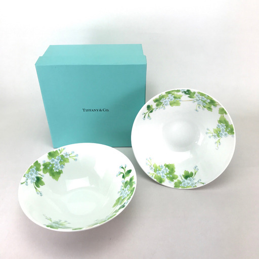 【未使用】TIFFANY\u0026Co. ティファニー お皿　インテリア　ボウル　食器 リーフ　花柄　2点セット ボーンチャイナ　プレゼント