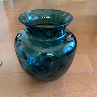 マリンブルー花瓶(ガラス)