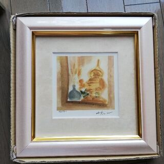 渡辺あきお版画メルヘン「白い家と赤い車」 エディションナンバー 限定部数800 渡辺あきお版画メルヘン「白い家と赤い車」