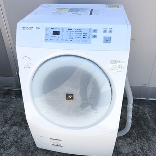 【管理KRS203】SHARP 2011年 ES-V220-AR 9.0kg / 6.0kg ドラム式洗濯乾燥機 プラズマクラスター