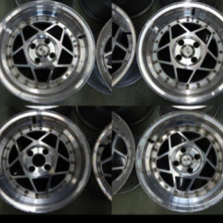 最終値下げ 15インチアルミホイール 4本セット 8J 4穴 PCD100 旧車