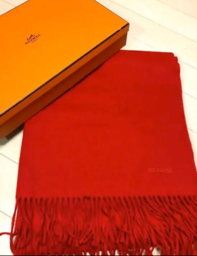 HERMES 赤 大判 マフラー カシミア 30800円