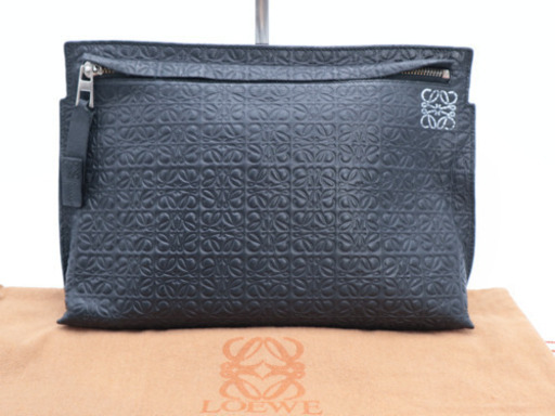 《LOEWE/Tポーチ リピート 型押し クラッチポシェット》ABランク 美品