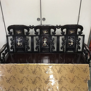 螺鈿 3Pソファ 黒檀