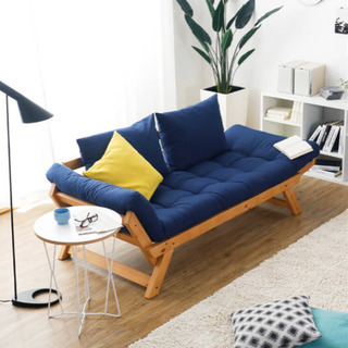 LOWYA ベッドにもカウチにもなるソファ + オットマン ♪