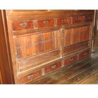 中古 食器戸棚　水屋戸棚　古民家 　幅１７３．８　　奥行４７．２　　高さ１７４．８　 （ｃｍ）　食器棚　戸棚　水屋