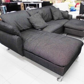 コーナーソファ L字型 幅:221×奥行:80×高さ78㎝ オットマン