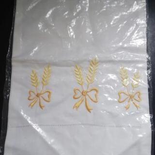 白い巾着袋 麦の穂の刺繍入り