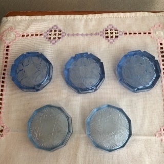 アンティークガラスのコースター2種5点セット