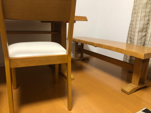 【配達可】（値下げ）ダイニングテーブル、椅子×2、長椅子×1