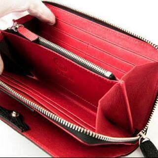 ゴダン GODANE 財布 ラウンドファスナー ブラック 内側レッド ワニ革