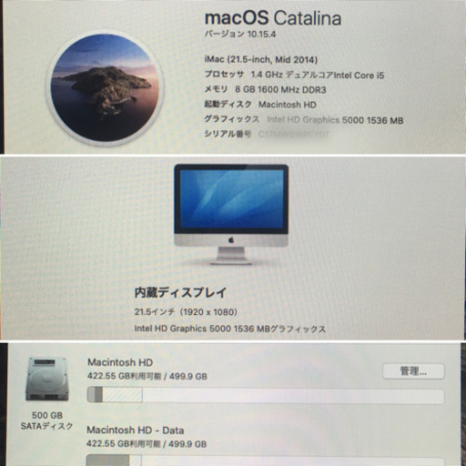 iMac 21.5-inch Mid 2014 デュアルモニタ