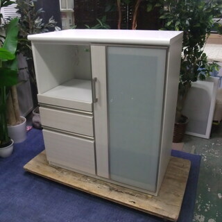 R1033) ニトリ キッチンカウンター ポスティア90WH 食器棚 店頭取引大