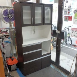 レンジボード ブラウン 食器棚 レンジ台 キッチンボード 幅87.5㎝ ペイペイ対応 札幌市西区西野