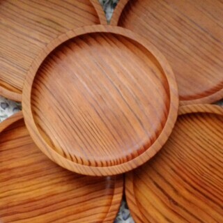 ヒノキ銘々皿 5枚 直径16cm（Craft-Arioka製）