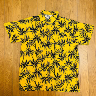 【未使用】ヤシの木アロハシャツ黄色