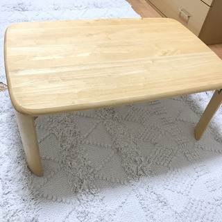 ローテーブル　折り畳み　ベージュ　木材　