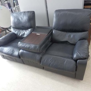 3人掛けソファ 電動リクライニングソファ テーブル付き 幅183 ブラック