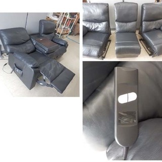 3人掛けソファ 電動リクライニングソファ テーブル付き 幅183 ブラック レザー セパレート リモコン ゆったり 高級感 電動ソファ リクライニング ソファ ペイペイ対応 札幌市西区西野