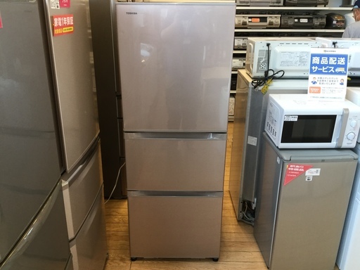 【安心6ヶ月保証付】3ドア冷蔵庫 TOSHIBA GR-G34S 340L 2014年製 自動製氷機能付 ※軽度の使用感有