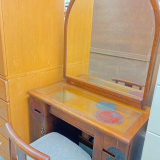 【古風な雰囲気✨】鏡台　ドレッサー　椅子セット