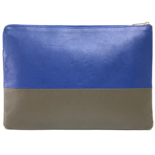 CELINE セリーヌ クラッチバッグ バイカラー レザー ブルー ポーチ